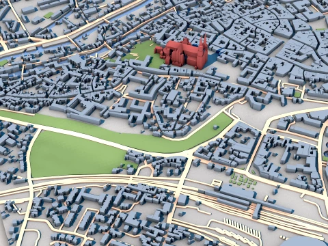 Chartres Cathedral France Map 3D Model