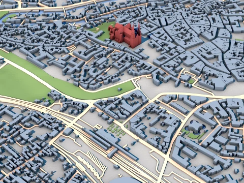 Chartres Cathedral France Map 3D Model