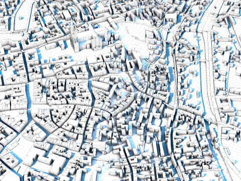 Chartres Cathedral France Map 3D Model