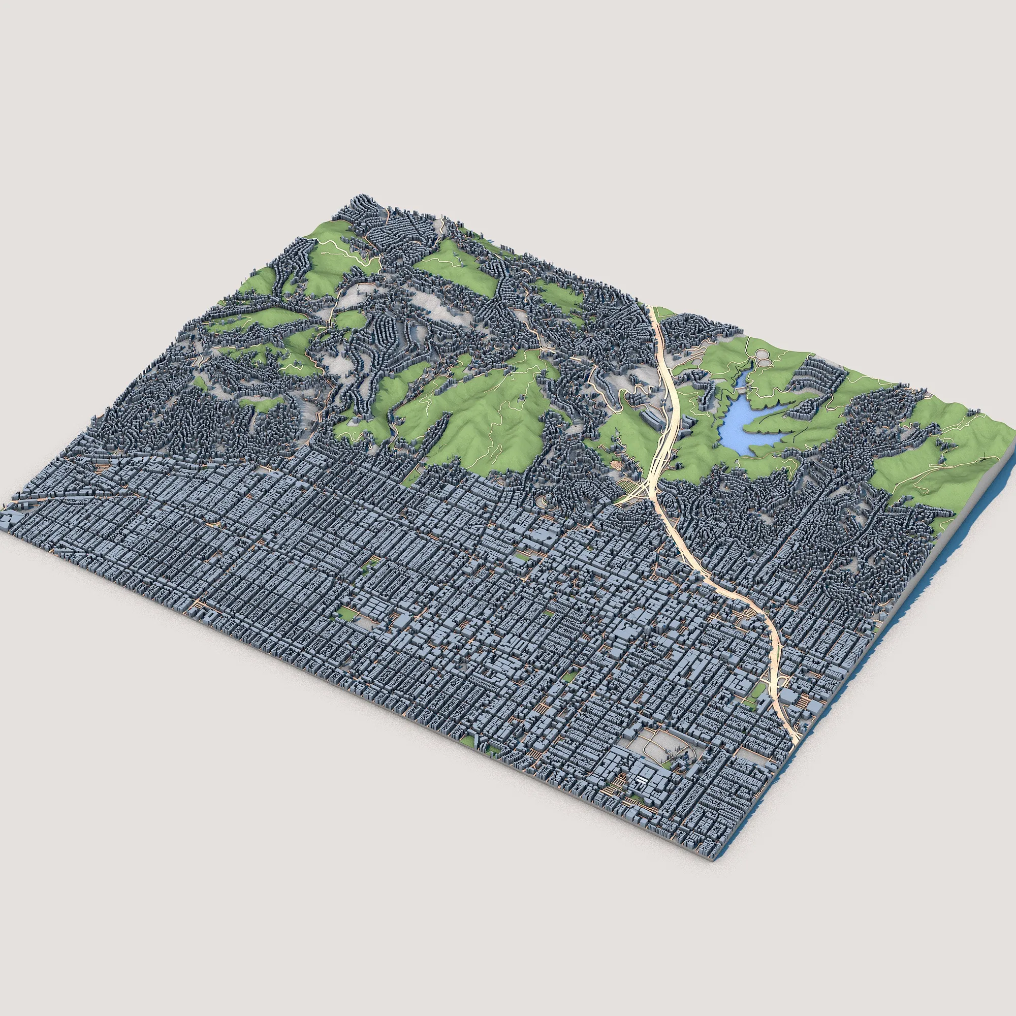 Hollywood Los Angeles County California United States Map 3D Model .c4d .max .obj .3ds .fbx .stl .blend 