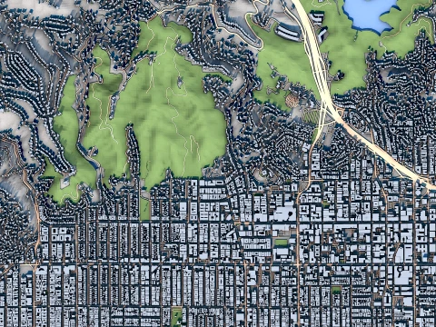 Hollywood Los Angeles County California United States Map 3D Model