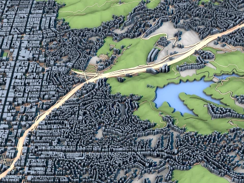Hollywood Los Angeles County California United States Map 3D Model