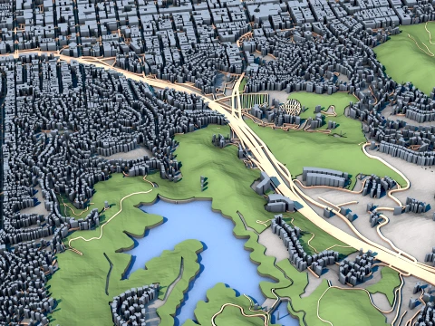 Hollywood Los Angeles County California United States Map 3D Model