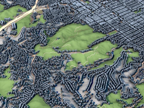 Hollywood Los Angeles County California United States Map 3D Model