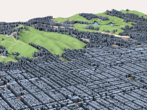Hollywood Los Angeles County California United States Map 3D Model