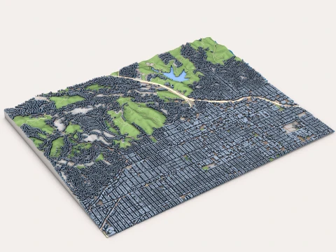 Hollywood Los Angeles County California United States Map 3D Model