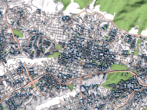 Cityscape Caracas Venezuela Map 3D Model