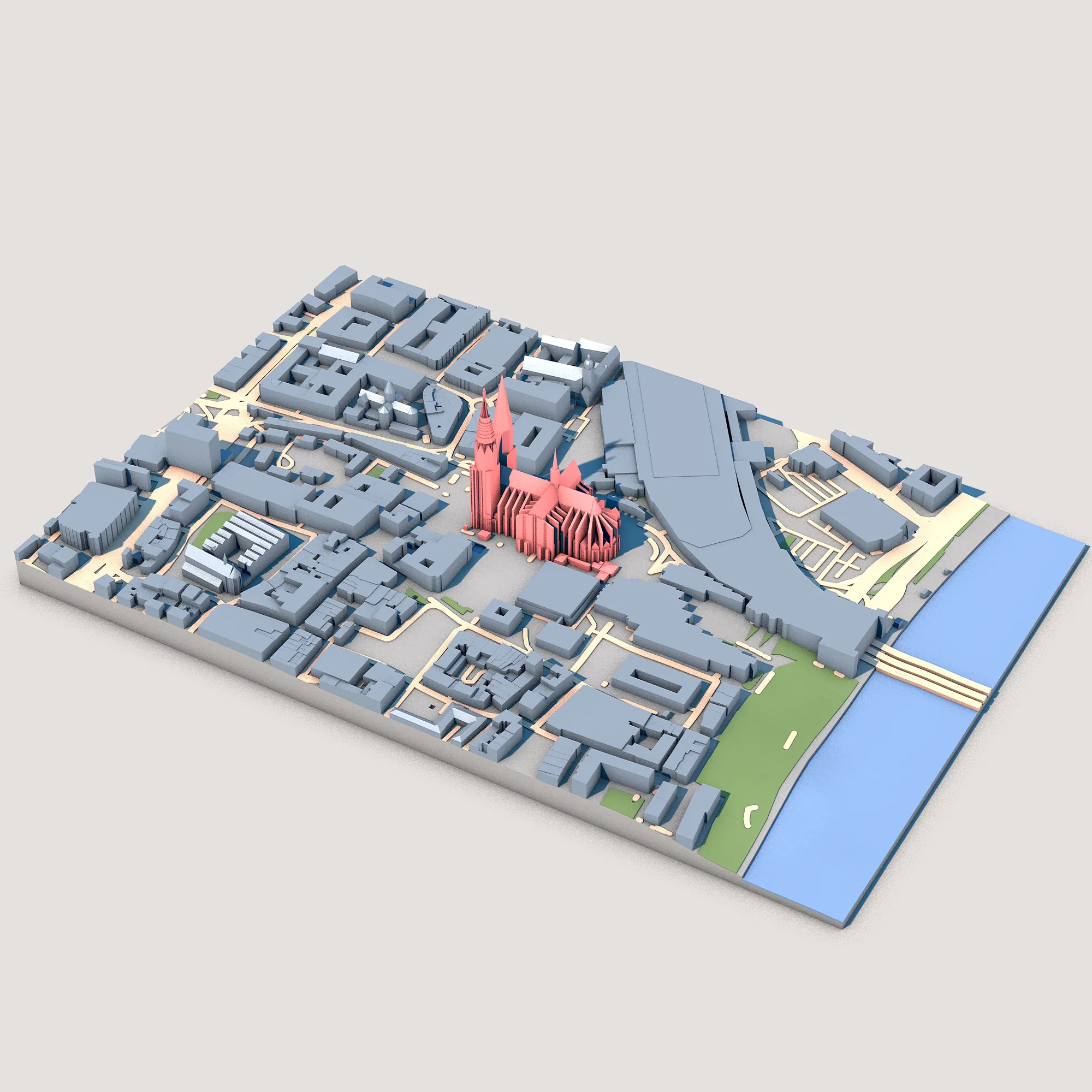 Cologne Cathedral Germany Map 3D Model .c4d .max .obj .3ds .fbx .stl .blend 
