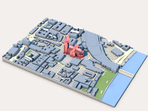 K&ouml;lner Dom, Deutschlandkarte 3D Modell