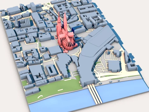 Cologne Cathedral Germany Map 3D Model