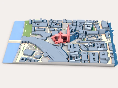 Cologne Cathedral Germany Map 3D Model