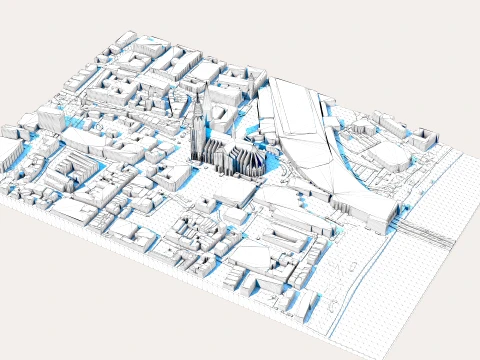 Cologne Cathedral Germany Map 3D Model