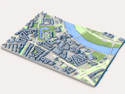 Catedral de Dresde Alemania Mapa Modelo 3D