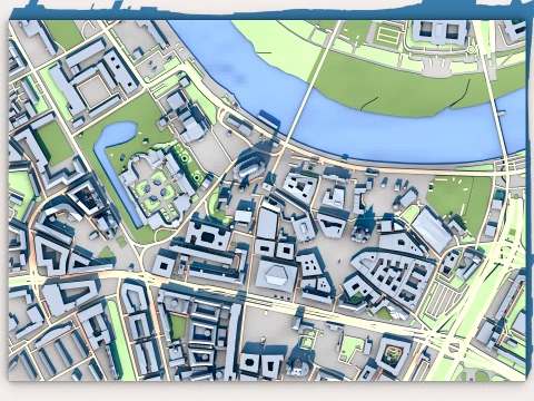Dresden Cathedral Germany Map 3D Model