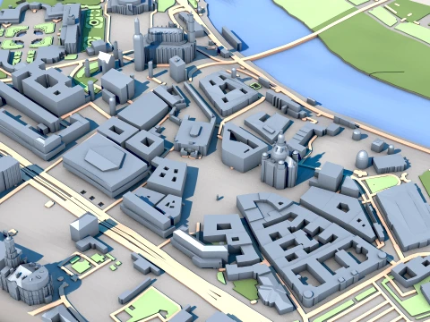 Dresden Cathedral Germany Map 3D Model
