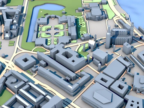 Dresden Cathedral Germany Map 3D Model