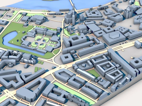 Dresden Cathedral Germany Map 3D Model