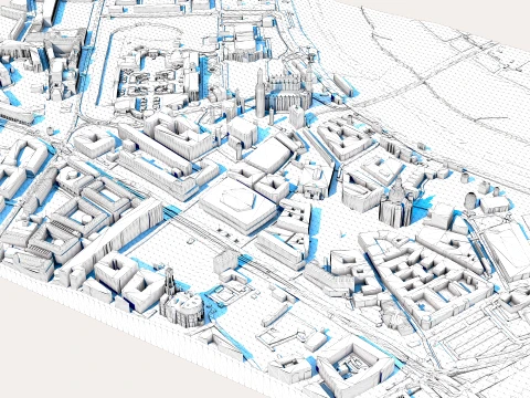 Dresden Cathedral Germany Map 3D Model