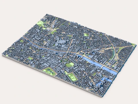 Paysage urbain Dublin Irlande Carte Modèle 3D