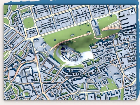 Edinburgh Castle in Edinburg Map 3D Model