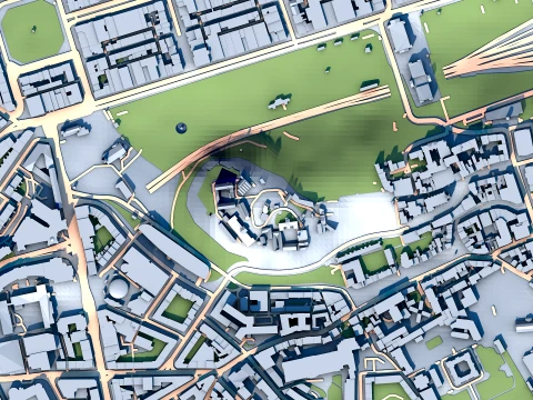 Edinburgh Castle in Edinburg Map 3D Model