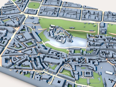 Edinburgh Castle in Edinburg Map 3D Model