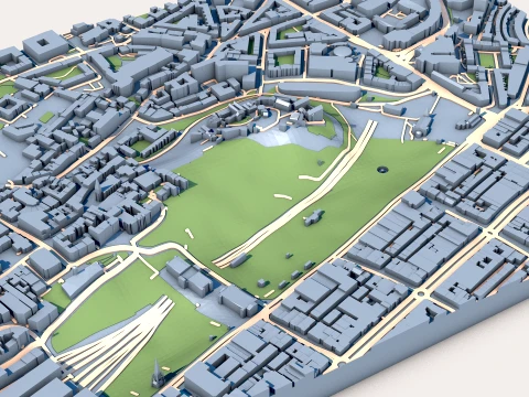 Edinburgh Castle in Edinburg Map 3D Model