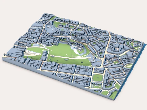 Edinburgh Castle in Edinburg Map 3D Model