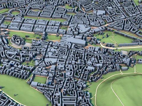 Cityscape Edinburgh Scotland Map 3D Model
