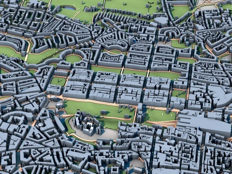 Cityscape Edinburgh Scotland Map 3D Model