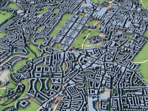 Cityscape Edinburgh Scotland Map 3D Model