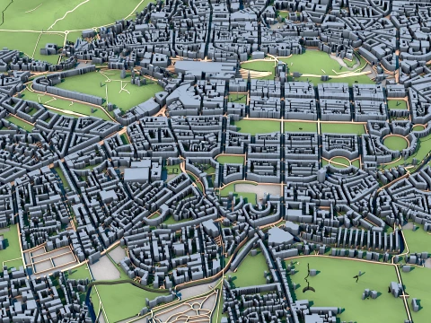 Cityscape Edinburgh Scotland Map 3D Model