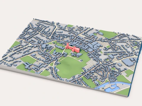 Ely Cathedral Cambridgeshire United Kingdom Map 3D Model