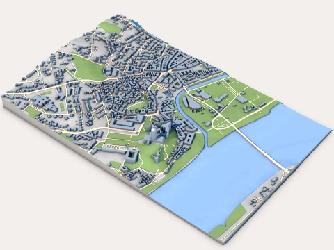 Basilica of Esztergom Cathedral in Esztergom Hungary Map 3D Model
