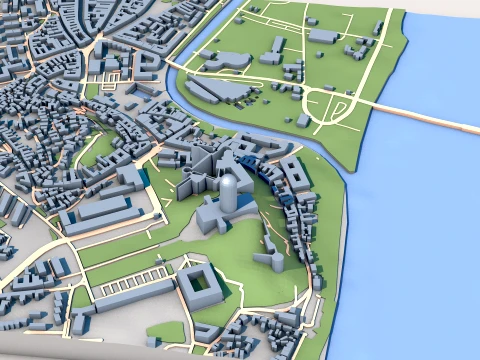 Basilica of Esztergom Cathedral in Esztergom Hungary Map 3D Model
