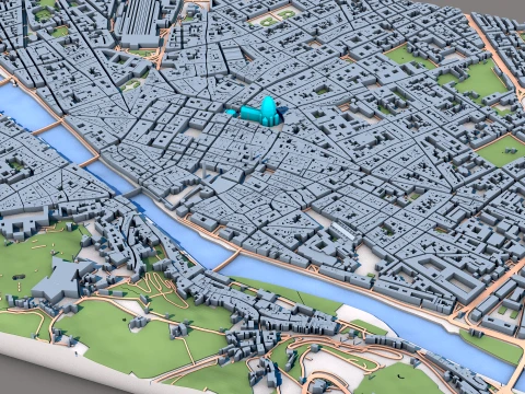 Florence Cathedral Italy Map 3D Model