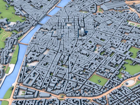 Florence Cathedral Italy Map 3D Model