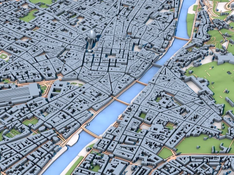 Florence Cathedral Italy Map 3D Model