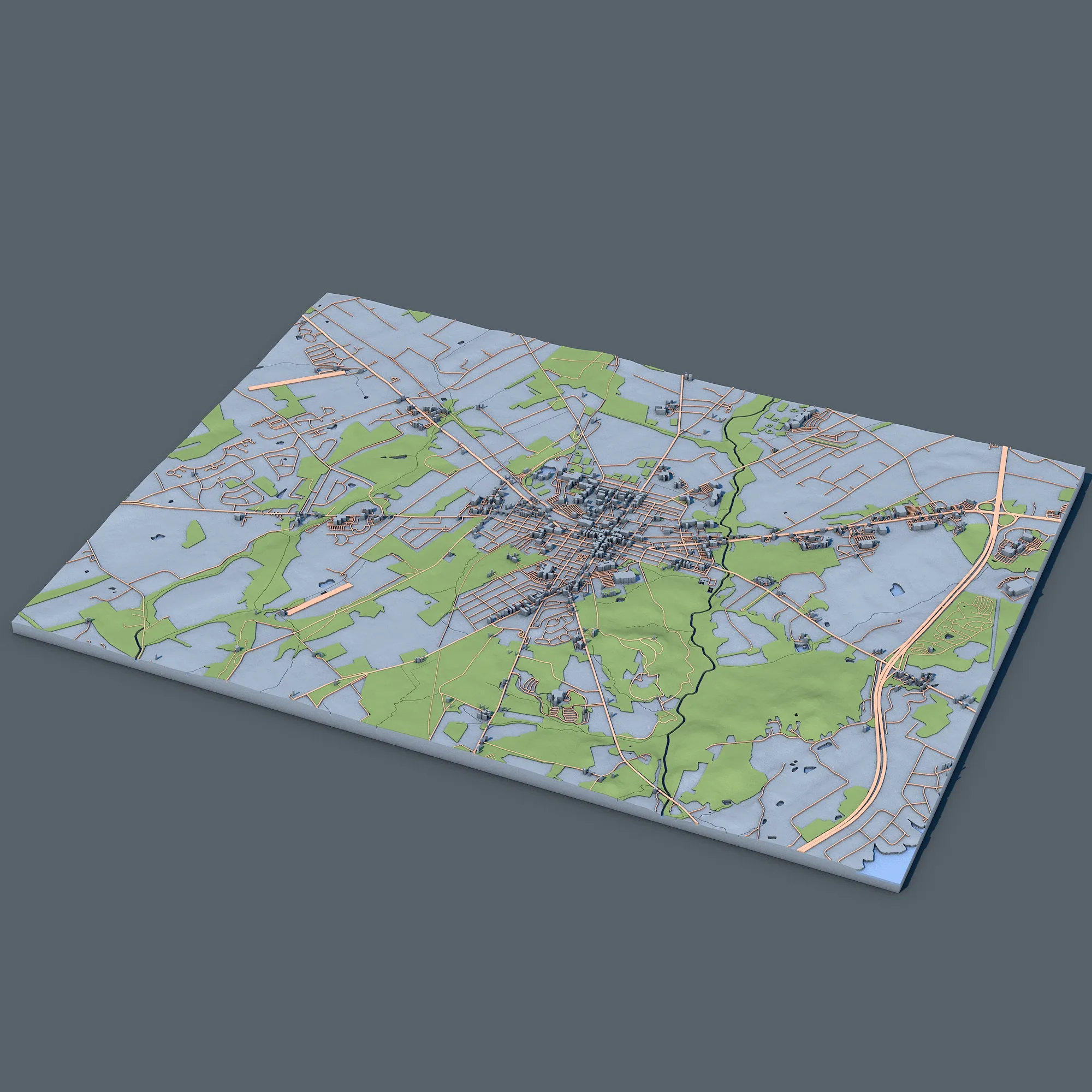 Cityscape Gettysburg in Pennsylvania United States Map 3D Model .c4d .max .obj .3ds .fbx .stl .blend 