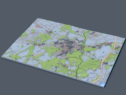 Cityscape Gettysburg in Pennsylvania United States Map 3D Model