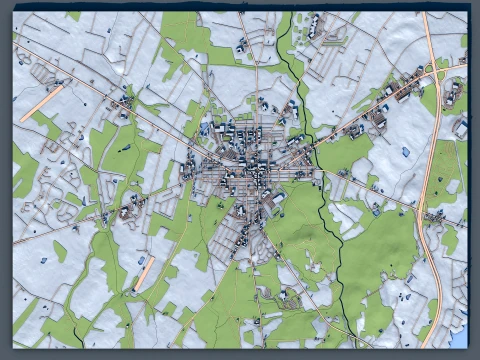 Cityscape Gettysburg in Pennsylvania United States Map 3D Model