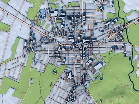 Cityscape Gettysburg in Pennsylvania United States Map 3D Model