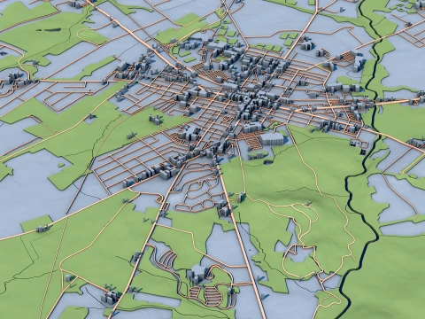 Cityscape Gettysburg in Pennsylvania United States Map 3D Model