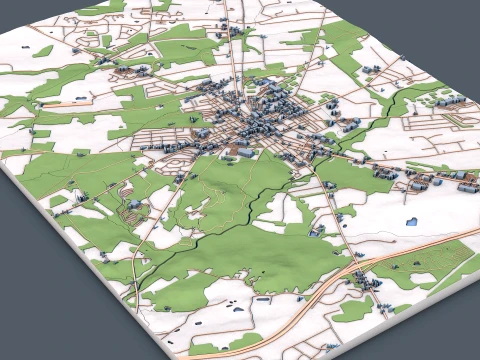 Cityscape Gettysburg in Pennsylvania United States Map 3D Model