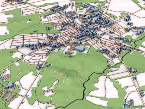 Cityscape Gettysburg in Pennsylvania United States Map 3D Model