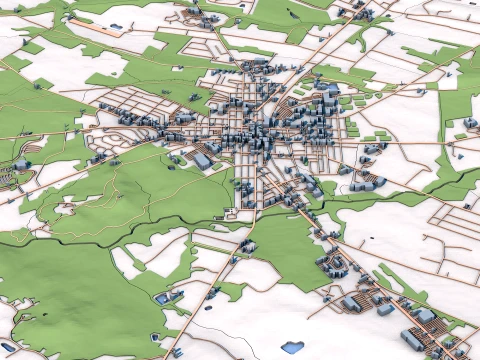 Cityscape Gettysburg in Pennsylvania United States Map 3D Model