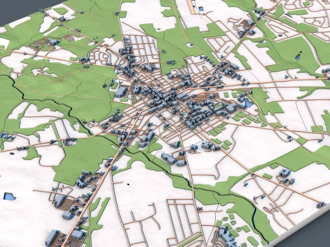 Cityscape Gettysburg in Pennsylvania United States Map 3D Model