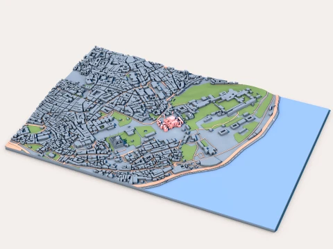 Hagia Sophia Grand Mosque in Istanbul Turkey Map 3D Model