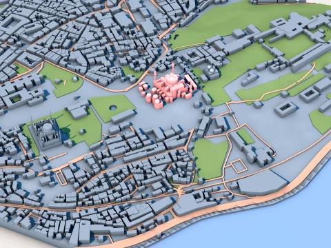 Hagia Sophia Grand Mosque in Istanbul Turkey Map 3D Model