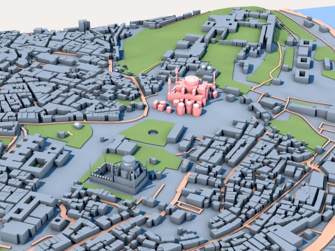 Hagia Sophia Grand Mosque in Istanbul Turkey Map 3D Model